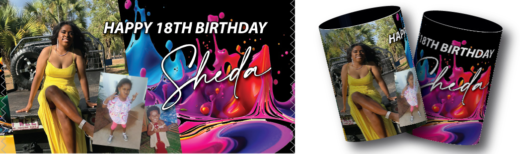 Birthday design for stubby holders