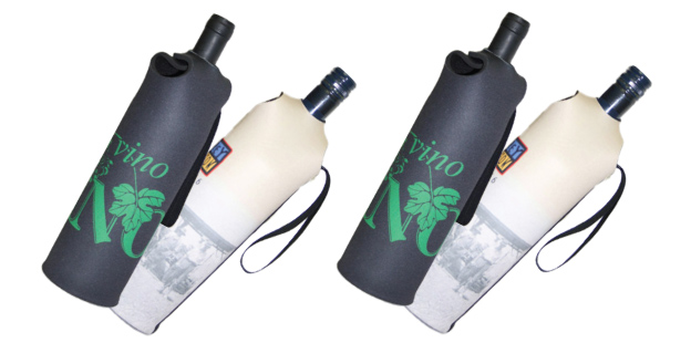 Wine bottle coolers with flap closure
