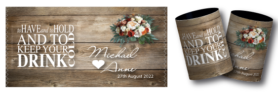 Anne & Michael's wedding stubby coolers