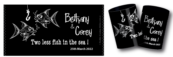 Bethany & Corey's wedding stubby coolers