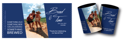 Brad & Tam's wedding stubby coolers
