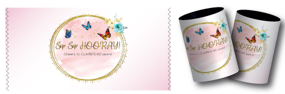 Clair's birthday stubby coolers