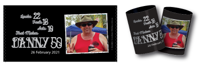 Danny's 50th Birthday stubby coolers
