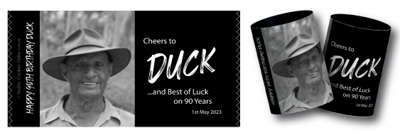 Duck's Birthday stubby coolers