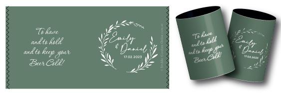 Emily & Daniel's wedding stubby coolers