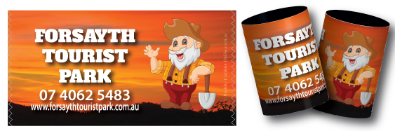 Forsayth Tourist park promotional stubby coolers