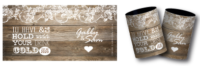 Gabby & Sam's wedding stubby coolers