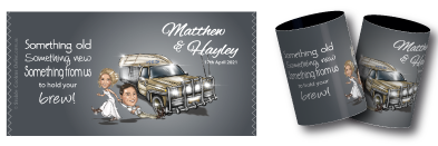 Haley 7 Matthew's caricature wedding stubby coolers