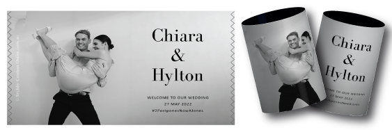Hylton & Chiara's wedding stubby coolers
