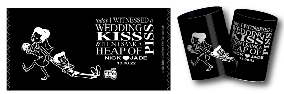 Jade & Nick's wedding stubby coolers
