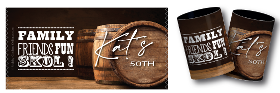 Kat's 50th birthday stubby coolers