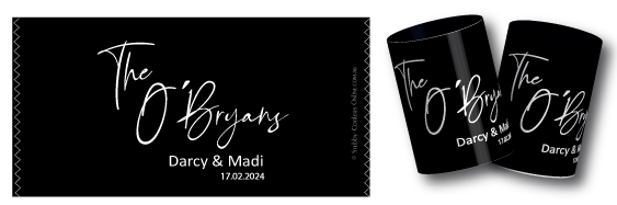 Madi& Darci's wedding stubby coolers