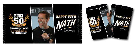 Nath's 50th Birthday stubby coolers
