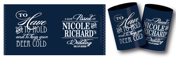 Nicole & Richard's wedding stubby coolers