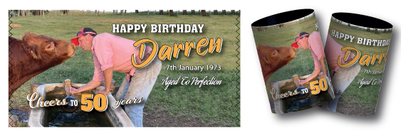 Darren's Birthday stubby coolers