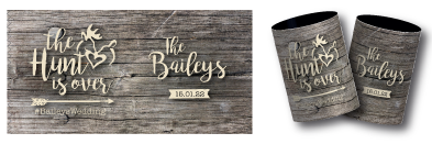 The Bailey's wedding stubby coolers