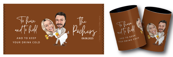 The Parchers wedding stubby holders