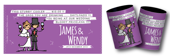 Wendy & James wedding Stubby Holders