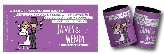 Wendy & James's wedding stubby coolers